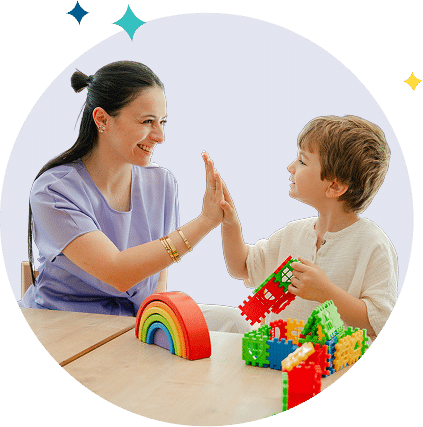 Une professionnelle de santé et un enfant